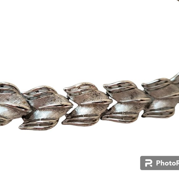 Silver Choker Necklace Signed ART Arthur Pepper Articulated Leaf Motif Vtg 50s - Picture 5 of 6